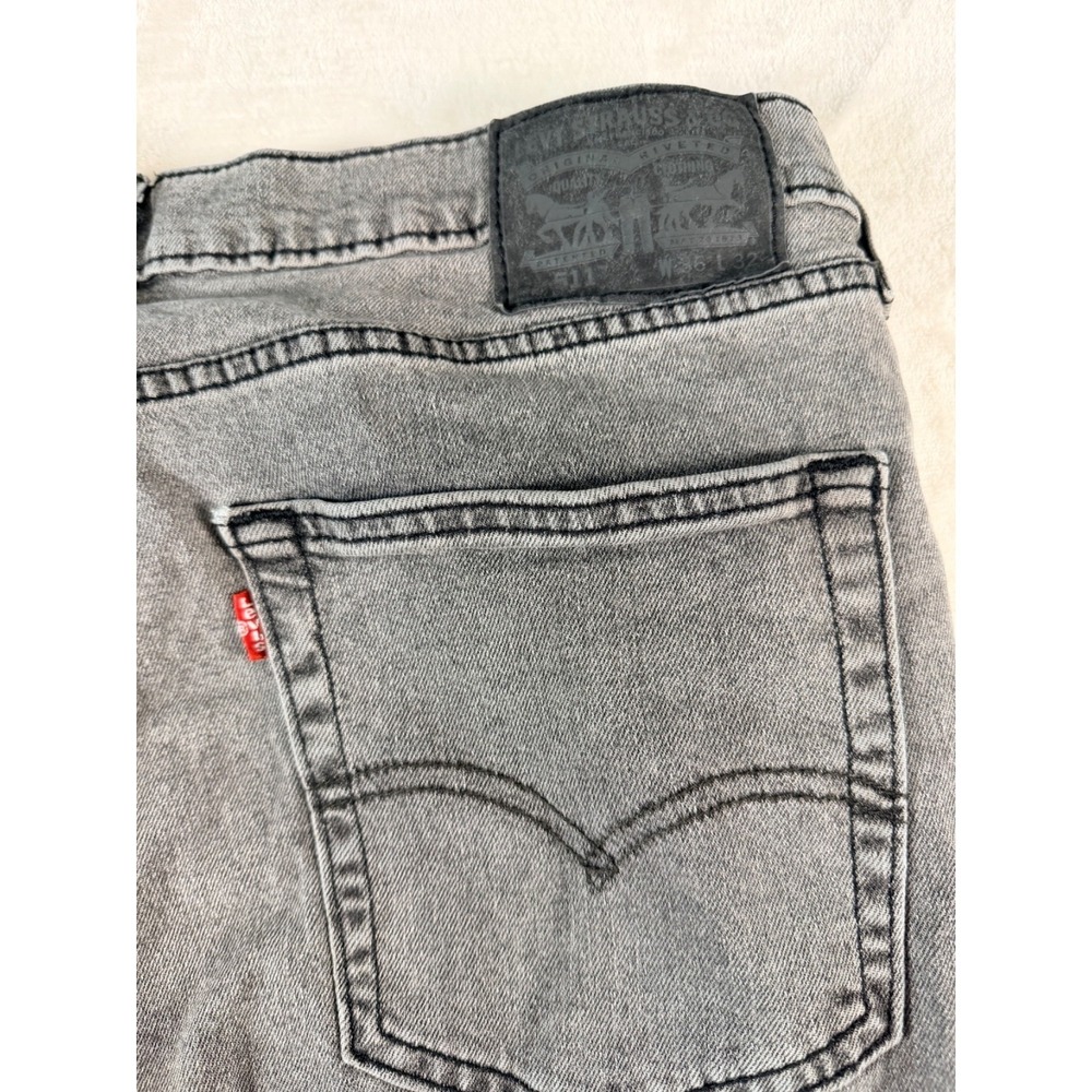 Levi's 511 Gray Slim Fit Jeans W36 L32 Stretch Denim Men - Picture 4 of 8